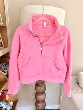 Pink Half-Zip Fleece Pullover Sweater